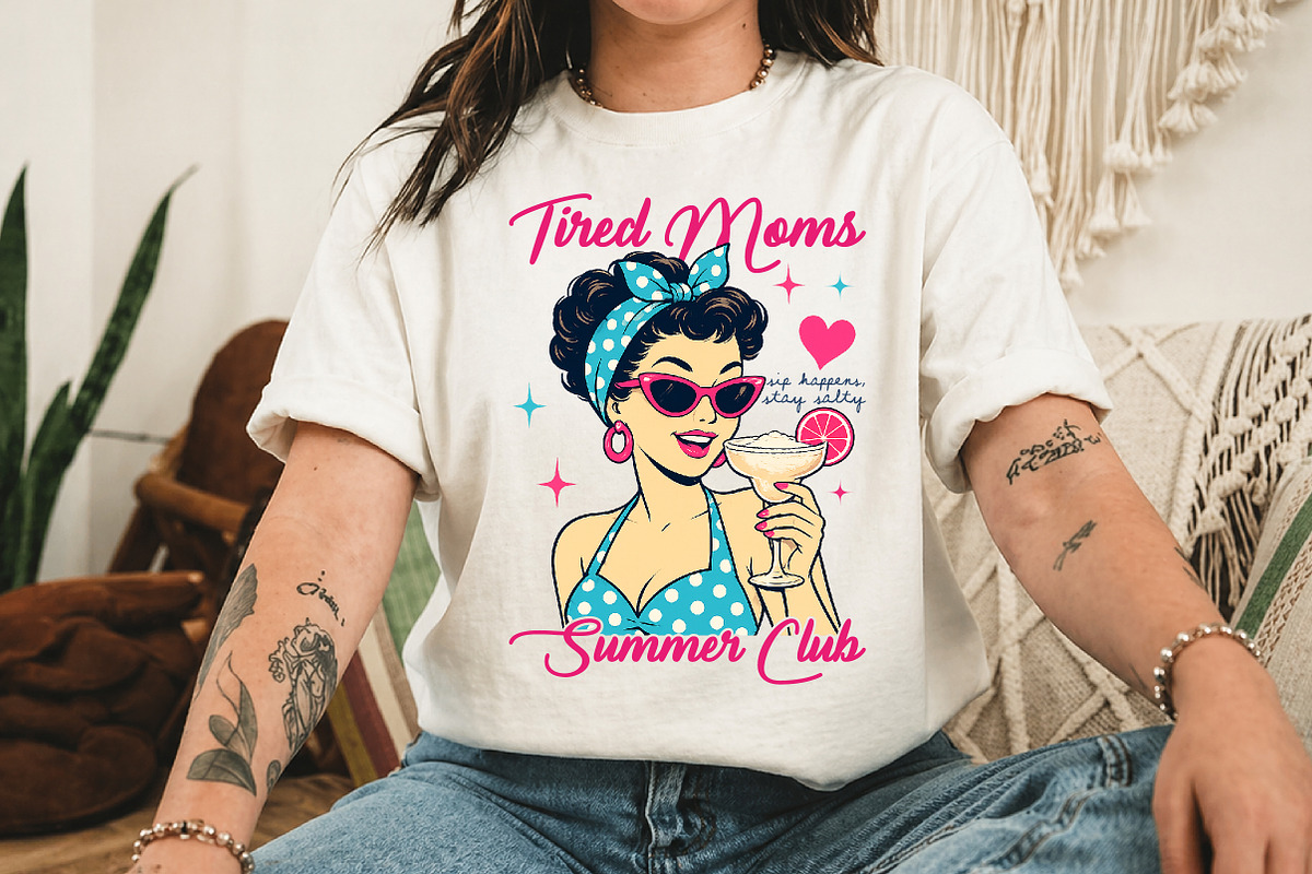 Tired Moms Summer Club, Trendy Funny, a Person Illustration by Libby Wishes (Photo 4 of 5)