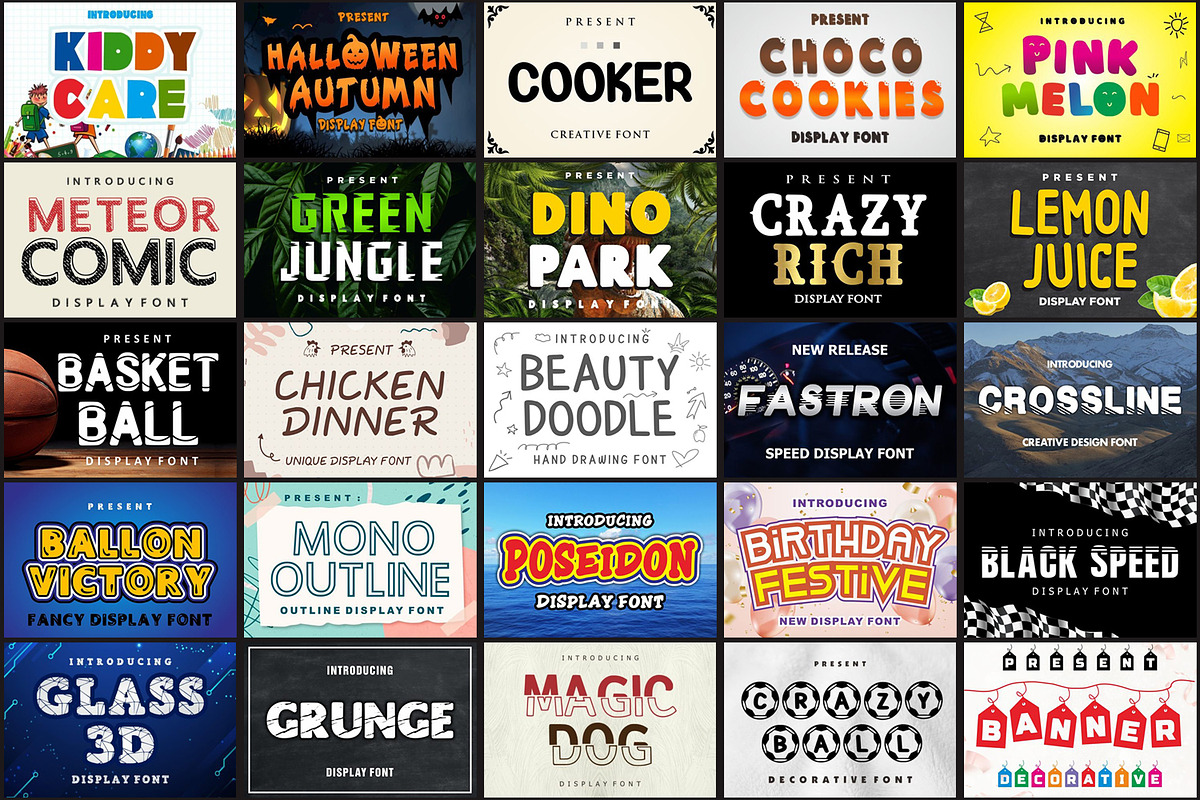 Colorful Display Font Bundle, a Sans Serif Font by JustArtDigital (Photo 4 of 4)