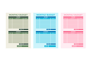 Monthly Budget Planner. Income And