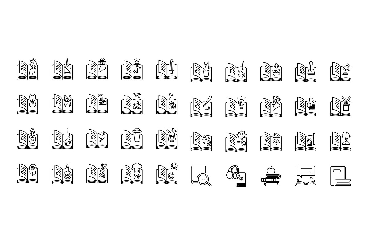 40 Book Genres icon set, an Icon by Maxicons