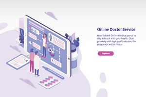 Online doctor concept banner, a Healthcare Illustration by Good Studio