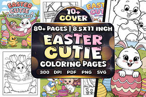80+ Easter Cutie Coloring Pages, an Animal Illustration by Craftsbeefy
