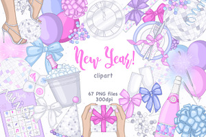 New Year Cliparts, a Seasonal Illustration by GlamArtZhanna