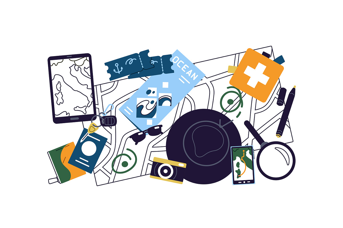 Baggage for travel set, banners, an Object Illustration by PaperTrident (Photo 3 of 11)