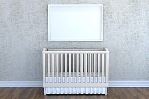 Children's room with a cot. 3D