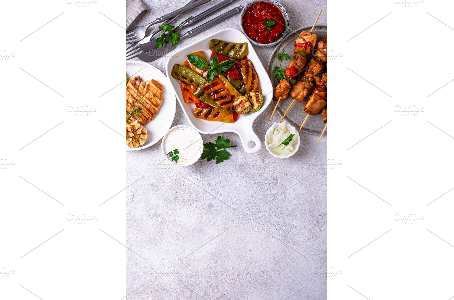 Assortment of grilled bbq meat and, a Food & Drink Photo by Yulia Furman