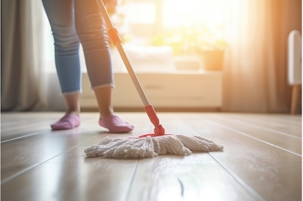 Woman cleaning floor. Generate Ai, a Person Photo by Ylivdesign