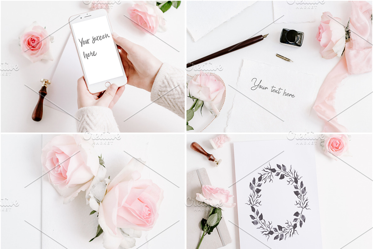 Blush Roses Bundle, an iPhone Mockup by Peppermint &Tea (Photo 3 of 5)