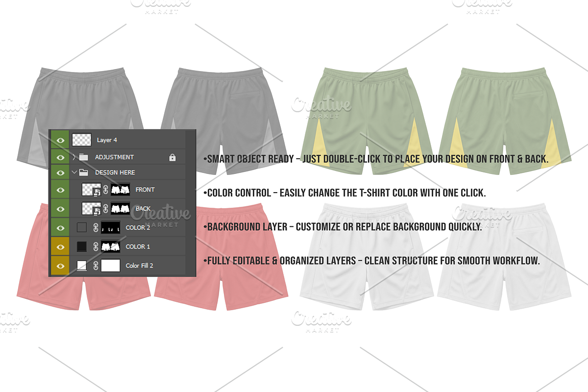 Sports Shorts Mockup Editable PSD, a Bottom Mockup by std.badboy (Photo 3 of 4)