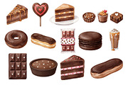 Watercolor Chocolate Dessert Clipart, a Food Illustration by Stellalunarts (Thumbnail 11 of 14)
