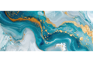 Blue and gold abstract fluid art, an Abstract Photo by piter.goskov