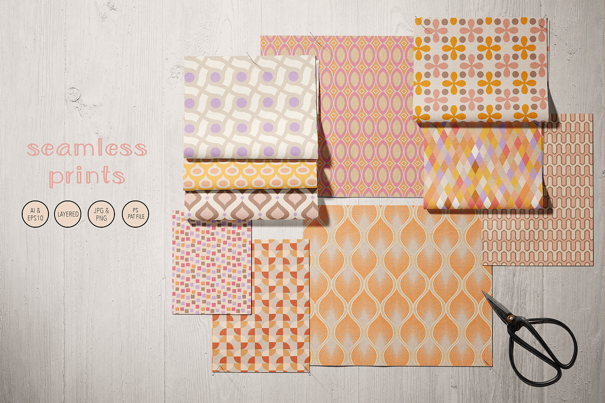 42 Groovy Retro Summer Patterns, a Pattern Graphic by Jennadesigns (Photo 5 of 21)