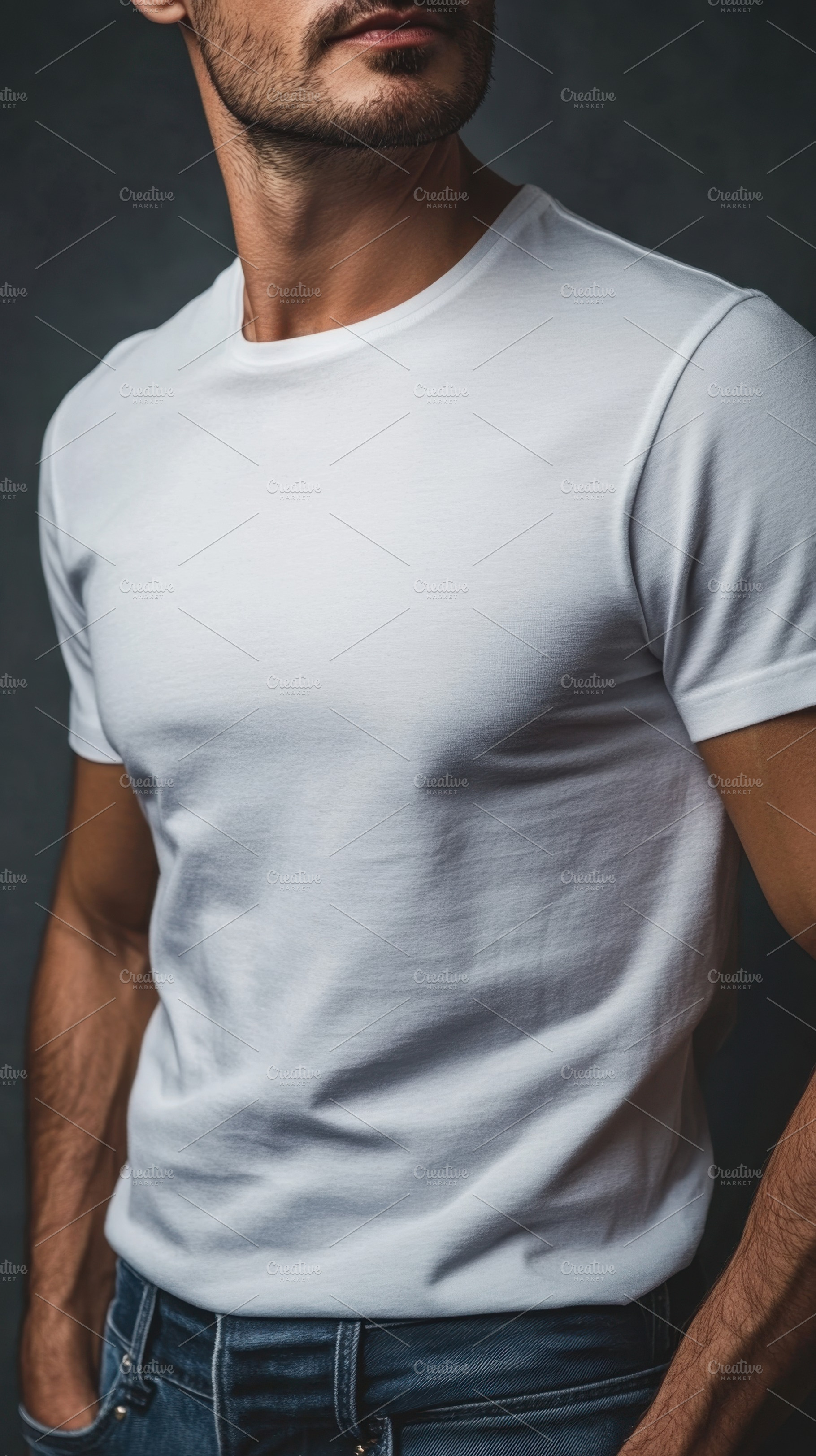Trendy white t-shirt on stylish man, a Photo by Beautiful things