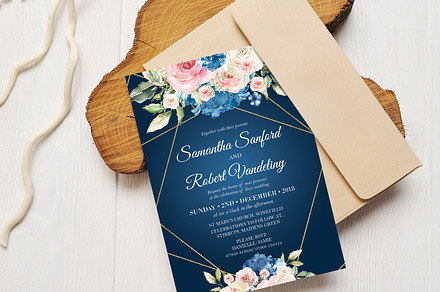 Navy and Blush Pink Roses Wedding