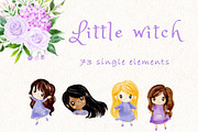 Little witch - Halloween clipart, a Decorative Illustration by heyiamalice (Thumbnail 6 of 13)