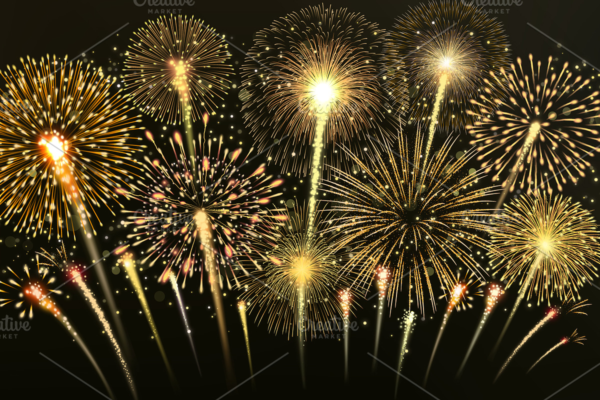 Golden fireworks burst, a Decorative Illustration by Yayasya (Photo 2 of 3)