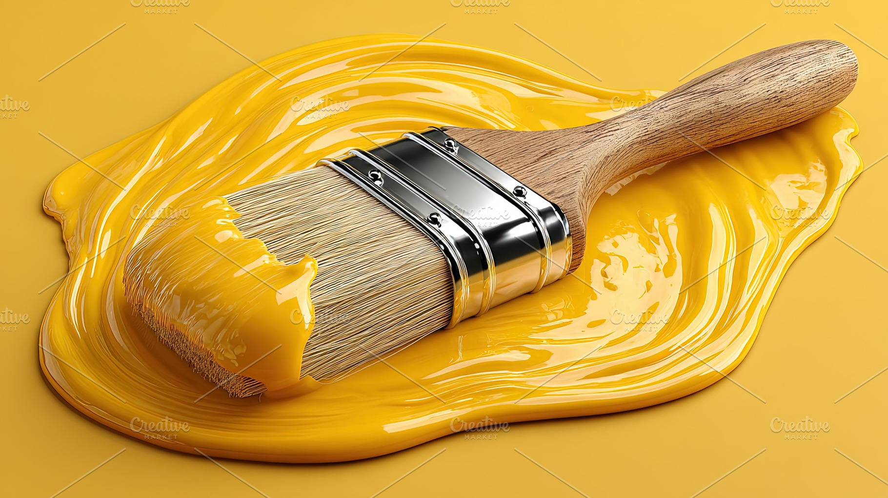 Paintbrush with Yellow Paint, a Background Photo by Ales Munt