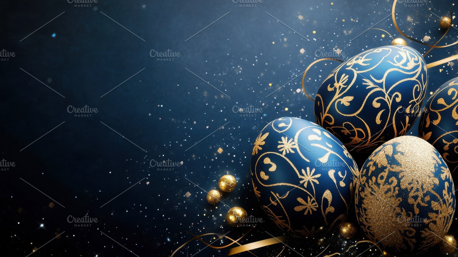 Blue Easter eggs on dark bg, a Photo by Beautiful things
