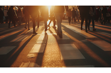 Group of People Walking Down a, a Person Photo by CREATIVEDEF