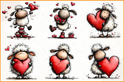 Whimsical Funny Valentine Sheep, an Illustration by Watercolor design (Thumbnail 2 of 9)