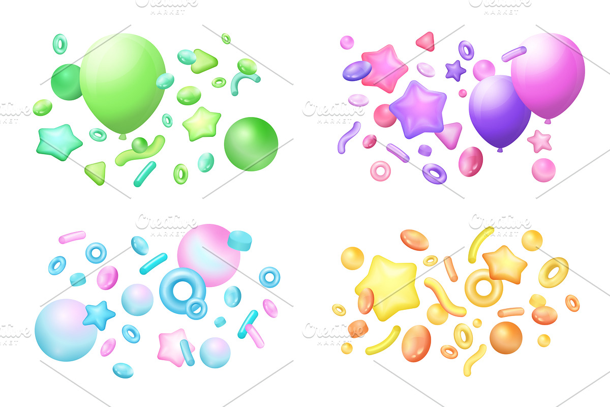 3d objects festive decoration, an Object Illustration by Lemberg Vector