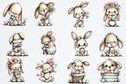 Whimsical Easter Bunny Clipart Png, an Illustration by Watercolor design (Thumbnail 2 of 6)