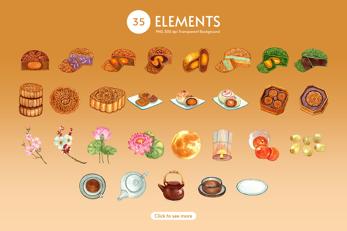 Moon Cake Under the Full Moon, a Food Illustration by CreativeValuation (Photo 2 of 11)
