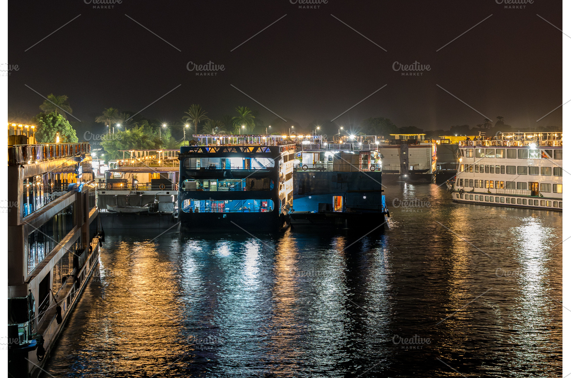 Many Egyptian Nile cruise boats, a Transportation Photo by Backyard Stock