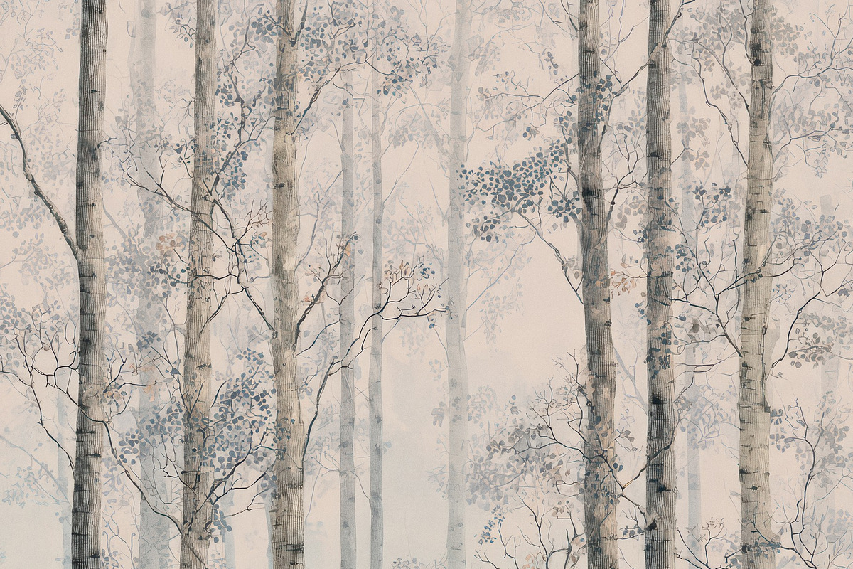 Poplar Forest Mural Wallpaper, a Decorative Illustration by Virgo Studio