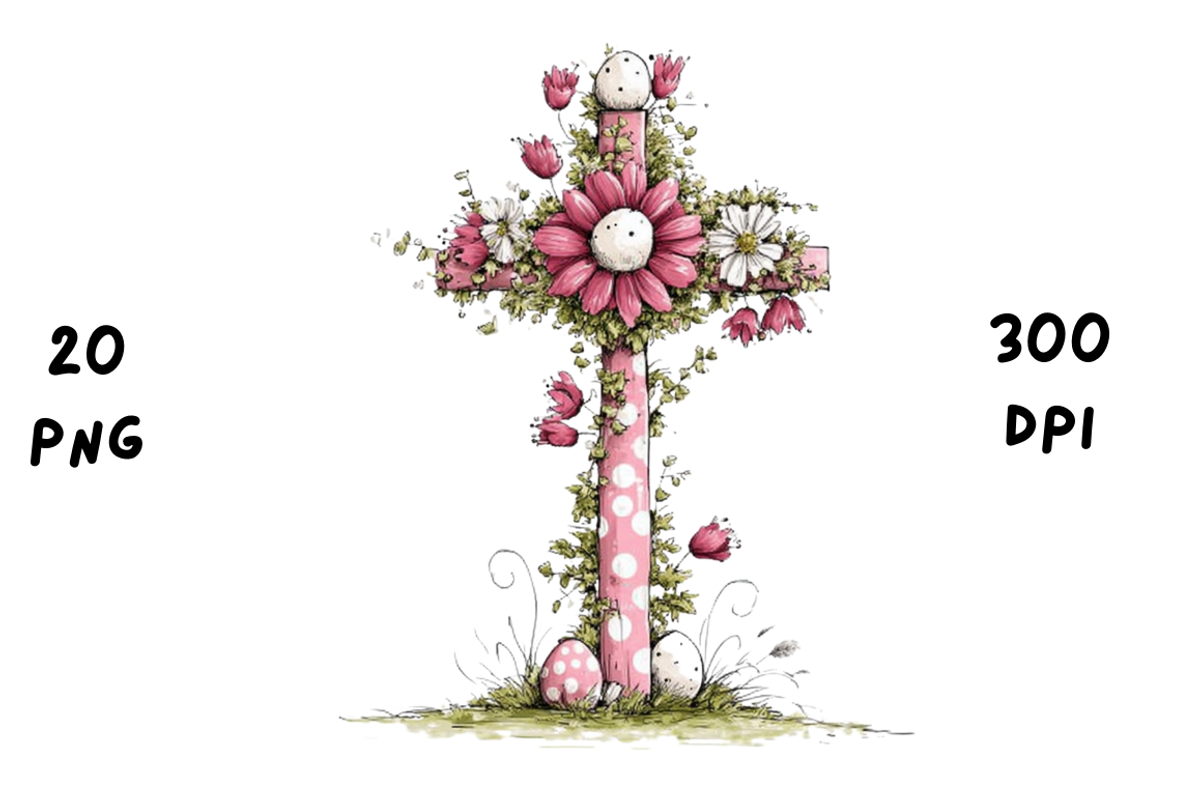Whimsical Easter Cross Floral Spring, a Seasonal Illustration by GiraffeCreative (Photo 16 of 20)