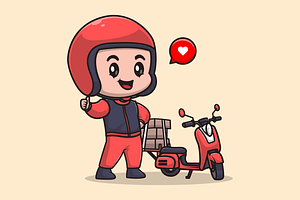 Cute Male Courier Delivery Package, a Person Illustration by Catalyst Labs