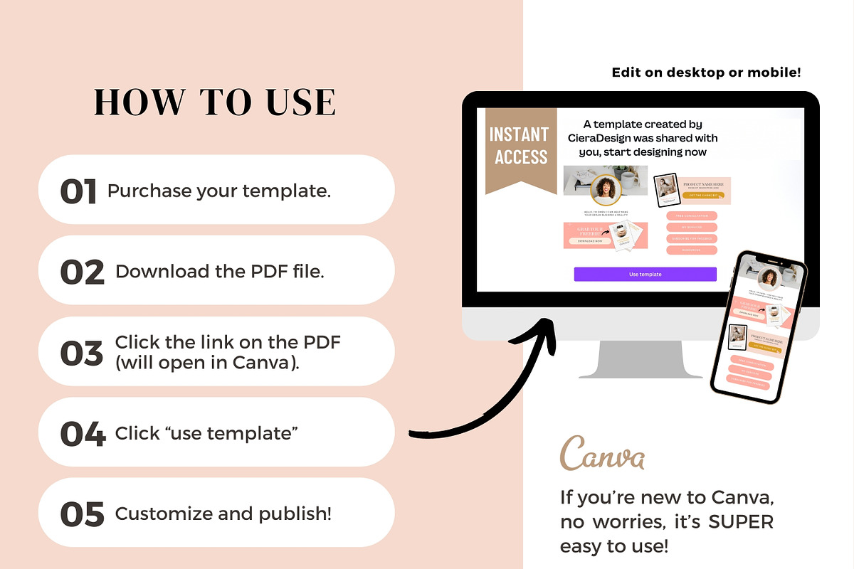 Canva Link In Bio Template | Coach, a Landing Page Template by Ciera Design Templates (Photo 9 of 10)