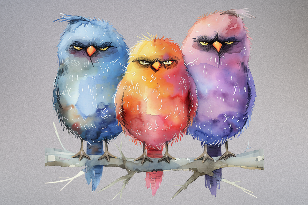 Funny Grumpy Birds Cliparts, an Animal Illustration by Mash Mash Stickers (Photo 9 of 9)