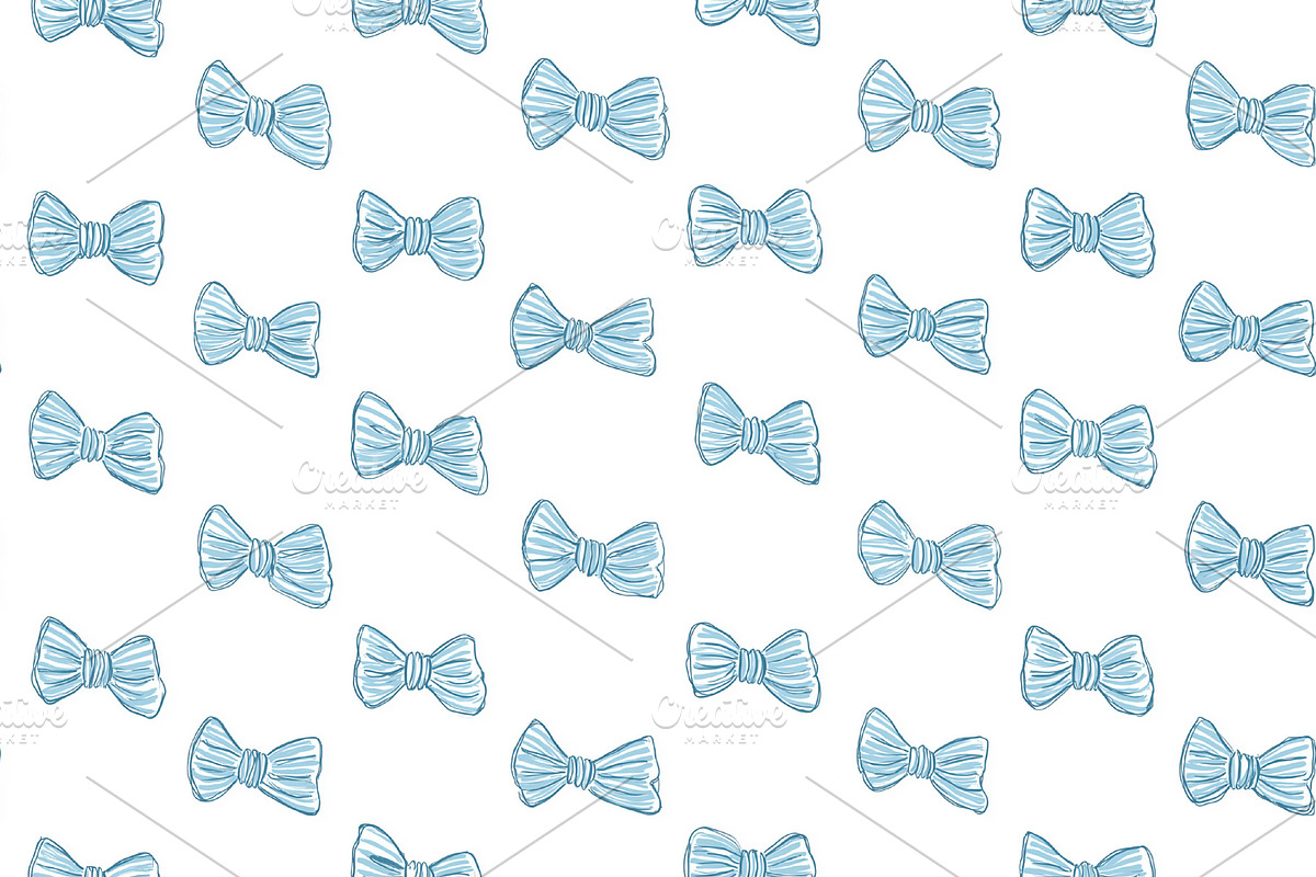 Seamless pattern seamless pattern with hand drawn light blue bow, a Pattern Graphic by Studio ANNA