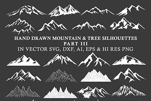 Hand Drawn Mountains And Trees 3