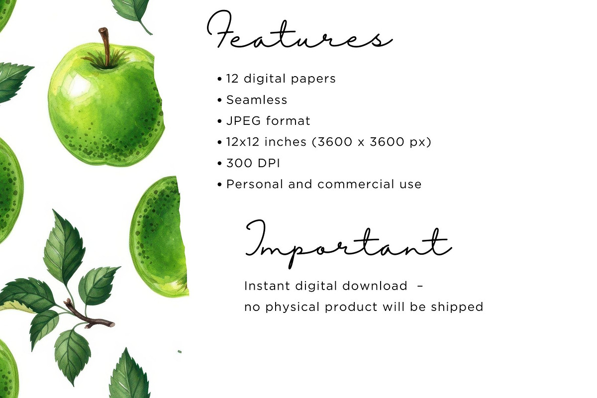 Watercolor Apple Seamless, an Illustration by Mashimara (Photo 3 of 4)
