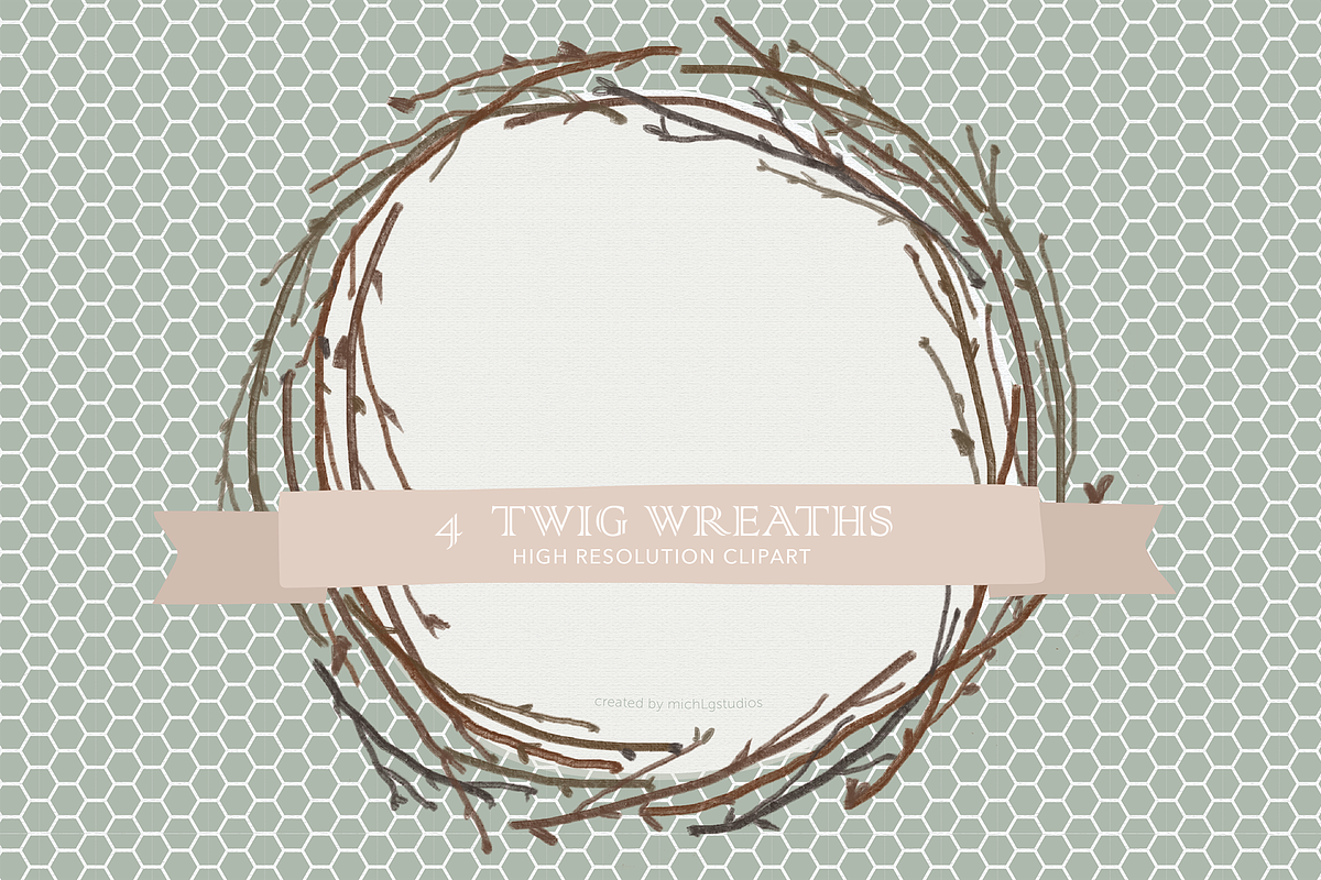 4 Twig Wreaths, PNG & Vector, an Object Graphic by michLg designs (Photo 1 of 3)