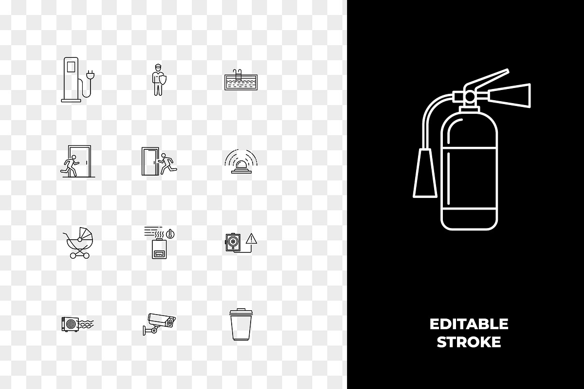 Building Amenities Outline Icons, an Outline Icon by Unique Design Team (Photo 2 of 3)