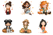 Girl Pumpkin Spice Clipart, a Decorative Illustration by stickermadness (Thumbnail 4 of 4)