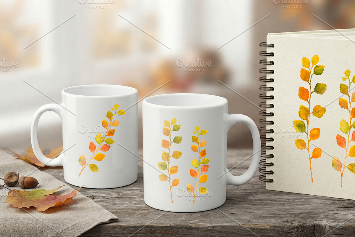 Autumn colorful watercolor leaves, a Seasonal Illustration by MarBom (Photo 2 of 3)