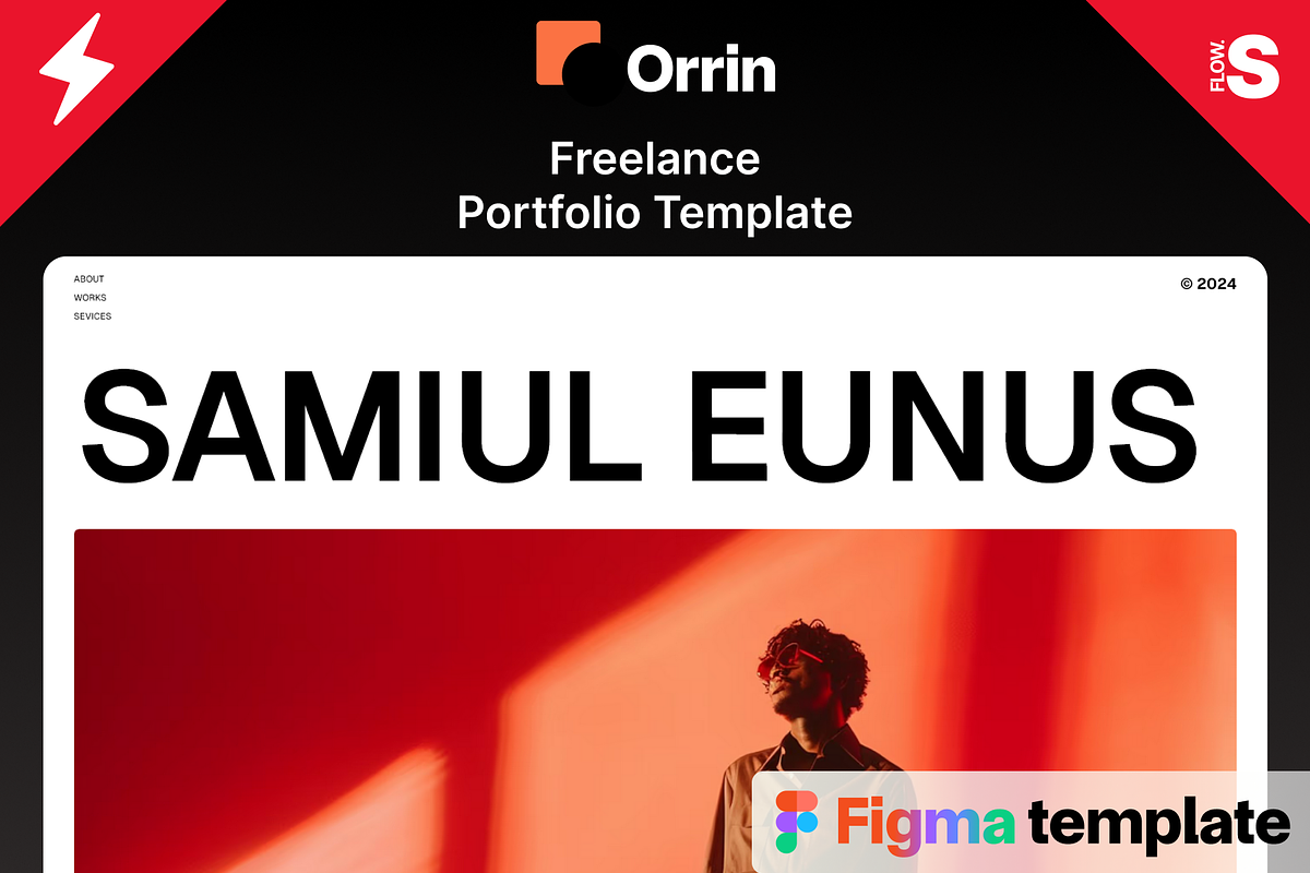 Orrin: Figma Portfolio Template, a Websites & App Template by Flow Samurai Templates (Photo 1 of 6)