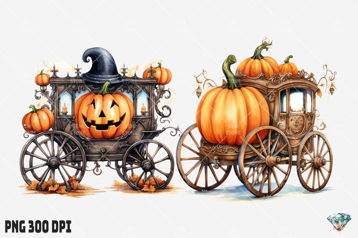 Pumpkin Chariot Watercolor, an Illustration by Gemstone (Photo 12 of 12)
