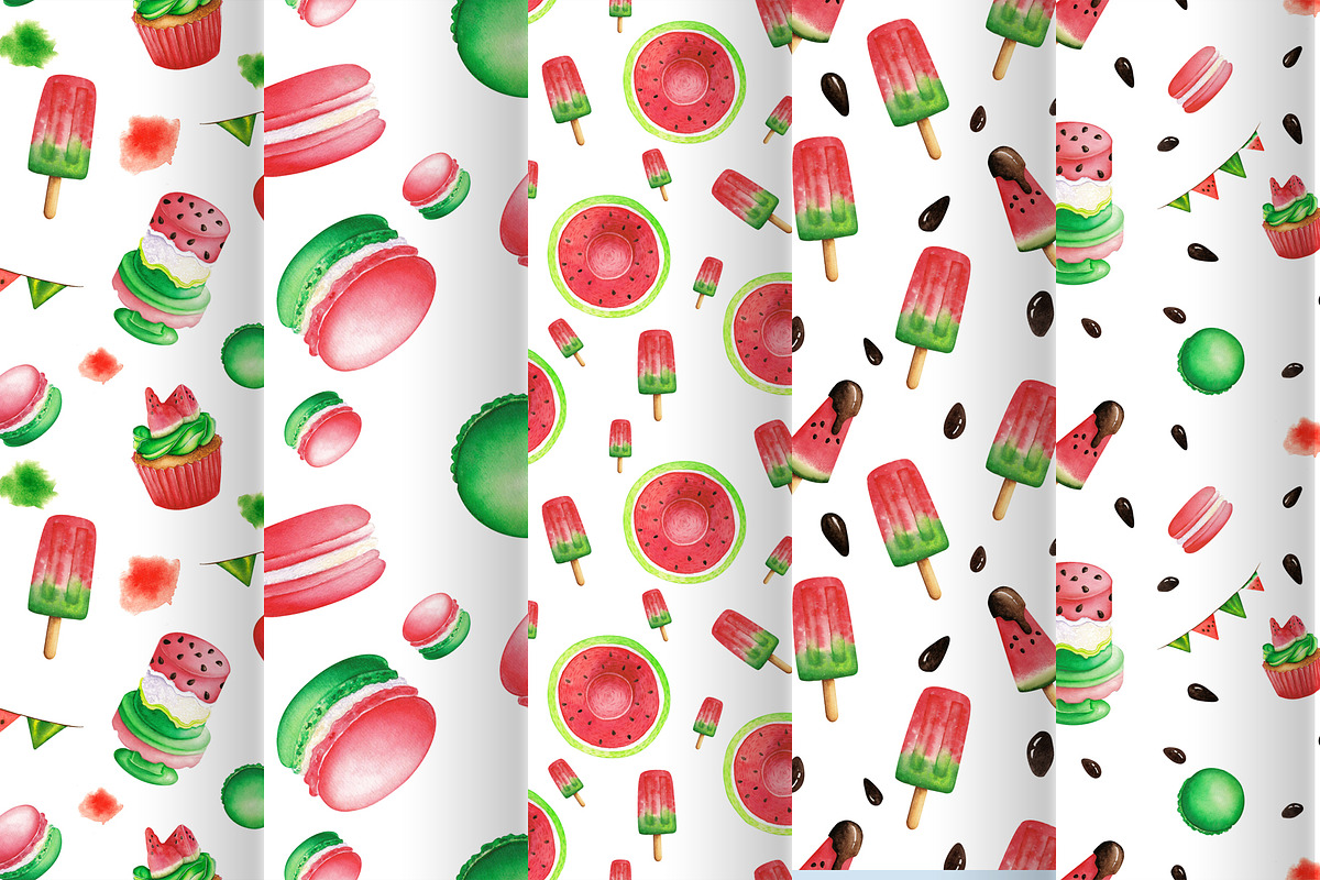 Watercolor Watermelon party clipart., a Food Illustration by NinaBrai (Photo 5 of 5)
