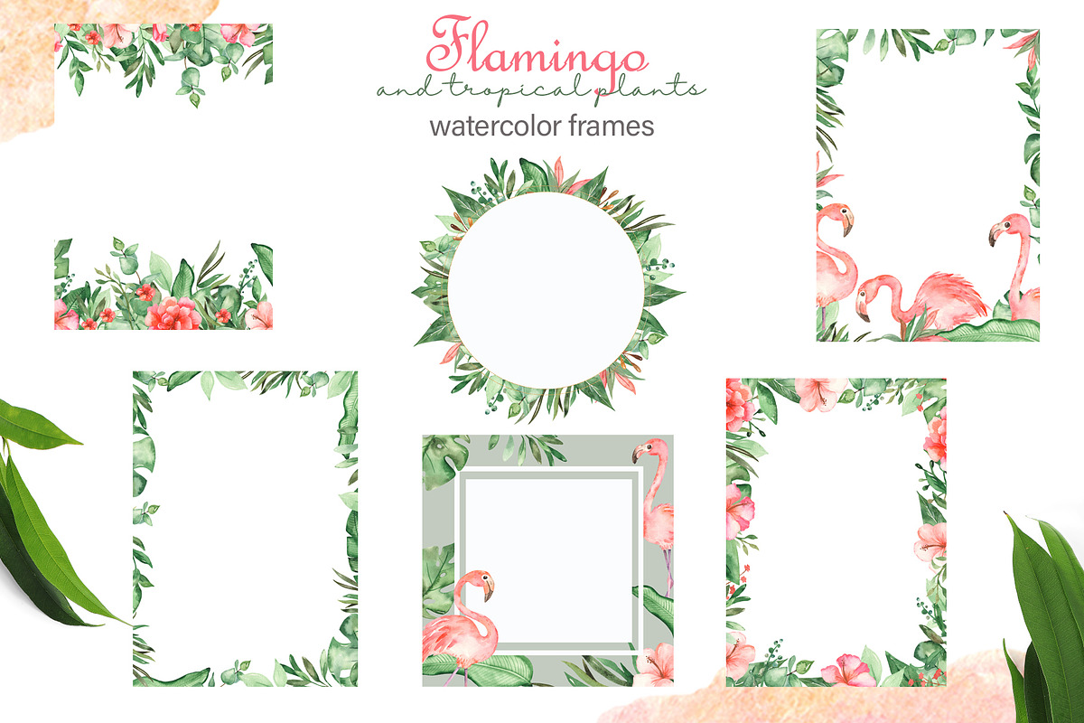 Flamingos and tropics Watercolor, an Illustration by Marina Ermakova (Photo 9 of 13)