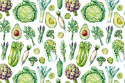 Green Vegetables. Watercolor Bundle, an Illustration by Olga Olmix (Thumbnail 5 of 10)