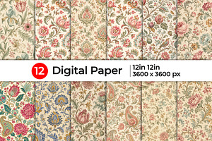 Antique Floral Damask Patterns, a Pattern Graphic by Artonix