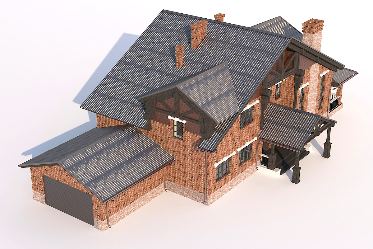 A Chalet house with a garage, an Architecture 3D Model by profdesign (Photo 13 of 21)