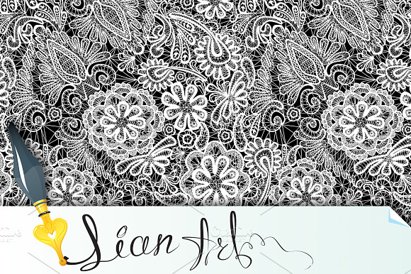 Lace seamless pattern with flowers preview 2