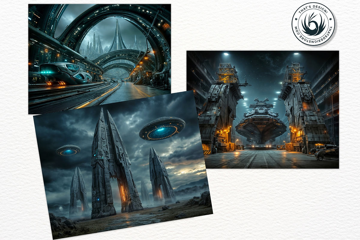 Sci-Fi Backdrops Digital Papers, a Decorative Illustration by ThatsDesignArt (Photo 13 of 14)