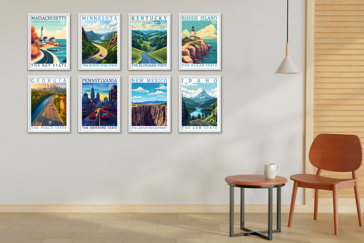 50 US State Travel Poster Bundle, a Decorative Illustration by Genius Graph (Photo 6 of 6)